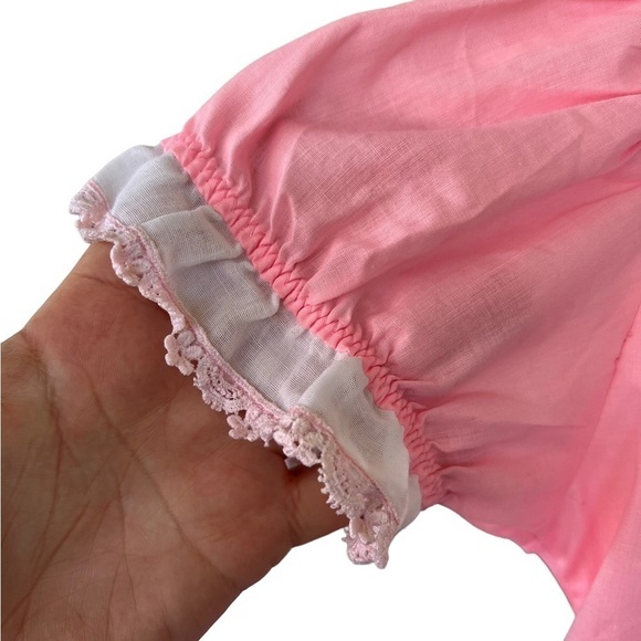 Vintage Betty Oden Full Circle Rosette Lace Party Pageant Dress Bubble Gum Pink - Picture 7 of 16